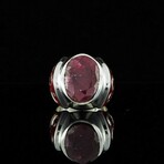 Real Ruby Ring with Red Enamel // Red + Silver (6.5)