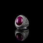 Ruby Filigree Ring // Red + Silver (6.5)
