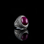 Ruby Filigree Ring // Red + Silver (5.5)