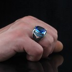 Blue Topaz Ring // Style 2 // Blue + Silver (5.5)