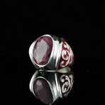 Real Ruby Ring with Red Enamel // Red + Silver (7.5)