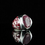 Real Ruby Ring with Red Enamel // Red + Silver (5.5)
