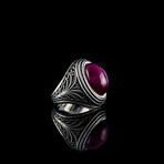 Ruby Filigree Ring // Red + Silver (8.5)