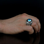 Blue Topaz Ring with Black Enamel // Silver (6)
