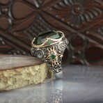 Green Stone Ring // Green + Silver (6.5)