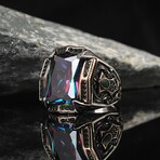 Heavy Ring with Mystic Topaz // Purple + Black + Silver (6.5)