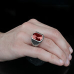 Red Cubic Zirconia Ring // Red + Silver (7)