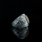 Mammoth Ivory Ring // Brown + Silver (7.5)