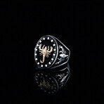 Black Scorpion Ring // Silver + Black + Bronze (6.5)