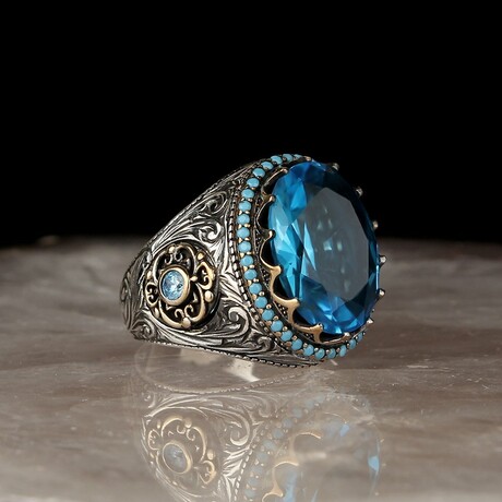 Blue Topaz Ring // Style 1 // Blue + Silver (5)
