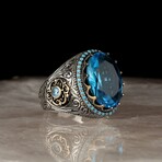 Blue Topaz Ring // Style 1 // Blue + Silver (8)