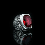 Unique Garnet Ring // Red + Silver (9)