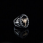 Black Scorpion Ring // Silver + Black + Bronze (8.5)