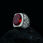 Unique Garnet Ring // Red + Silver (9)