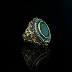 Statement Ring with Raw Emerald // Green + Gold + Black (5)