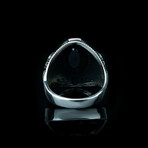 Phoenix Ring with Black Stone // Black + Silver (5)