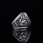 Color Changing Sultanite Ring // Red + Yellow + Orange + Silver (7.5)