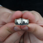 Forest Wedding Band // Silver (6.5)