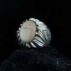 Mammoth Ivory Ring // Brown + Silver (5.5)