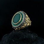 Statement Ring with Raw Emerald // Green + Gold + Black (8.5)