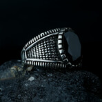 Black Stone Ring // Black + Silver (5.5)