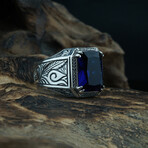 Emerald Cut Sapphire Ring // Blue + Silver (7)