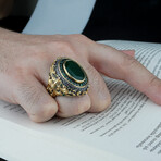 Statement Ring with Raw Emerald // Green + Gold + Black (5)