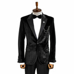 Jackson Shiny Slim Fit Prom Blazer // Black (Euro: 50)