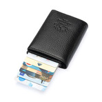 Westpolo Mories Unisex Genuine Guti Leather Mechanized Wallet + Card Holder // Black