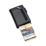 Westpolo Genuine Leather Unisex Magnetic Wallet + Card Holder // Black