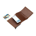 Westpolo Mories Unisex Genuine Guti Leather Mechanized Wallet + Card Holder // Camel