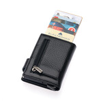 Westpolo Genuine Leather Unisex Magnetic Wallet + Card Holder // Black