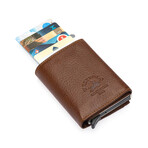 Westpolo Mories Unisex Genuine Guti Leather Mechanized Wallet + Card Holder // Camel