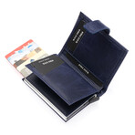 Westpolo Genuine Leather Unisex Magnetic Wallet + Card Holder // Navy Blue
