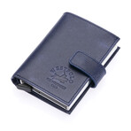 Westpolo Genuine Leather Unisex Magnetic Wallet + Card Holder // Navy Blue