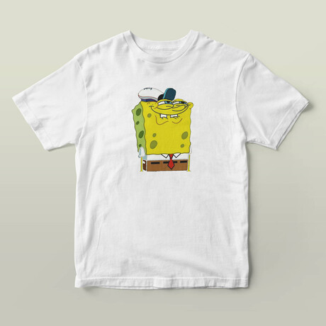 Smug SpongeBob Graphic Tee // White (S)