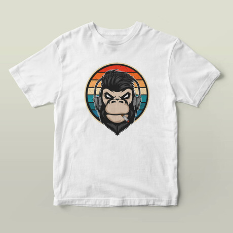Rainbow Chimp Graphic Tee // White (S)