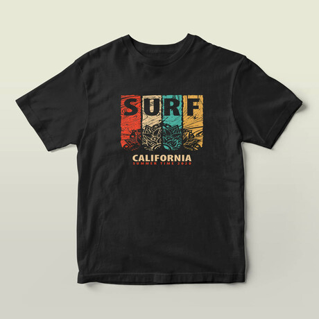 Surf California Graphic Tee // Black (S)