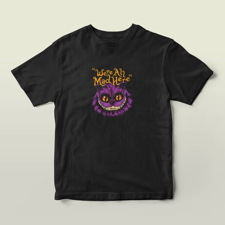 We're All Mad Here Colored Graphic Tee // Black (S)