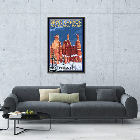 Bryce Canyon National Park (Three Hoodoos In Winter) by Lantern Press (26"H x 18"W x 0.75"D)