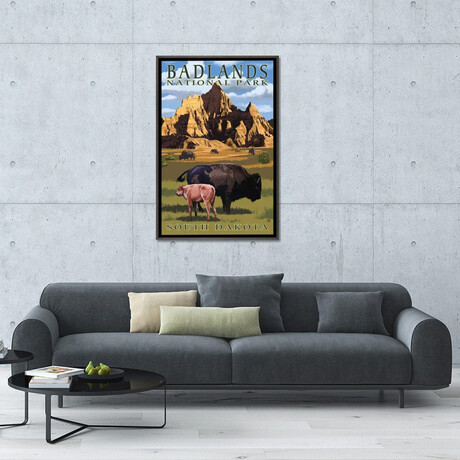 Badlands National Park (Bison And Calf) by Lantern Press (26"H x 18"W x 0.75"D)
