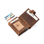 Westpolo Robin Genuine Aged Leather Unisex Magnetic Wallet + Card Holder // Tobacco