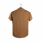 Slim-Fit Cropped Collar Short Sleeve Shirt // Beige (XL)