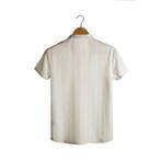 Slim-Fit Top Collar Short Sleeve Patterned Shirt II // Beige (XS)