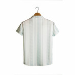 Slim-Fit Top Collar Short Sleeve Patterned Shirt I // Light Green (XS)