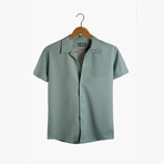 Slim-Fit Cropped Collar Short Sleeve Shirt // Mint (S)