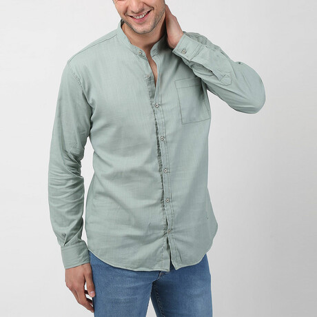 Classic Collar Long Sleeve Linen Shirt // Nile Green (L)