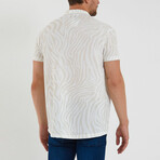 Slim-Fit Top Collar Short Sleeve Patterned Shirt // Beige (XS)