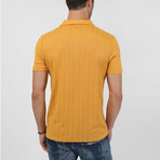 Apas Collar Line Textured Short Sleeve Shirt // Mustard (2XL)