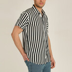 Straight Striped Short Sleeve Pocket Shirt // Black (XS)